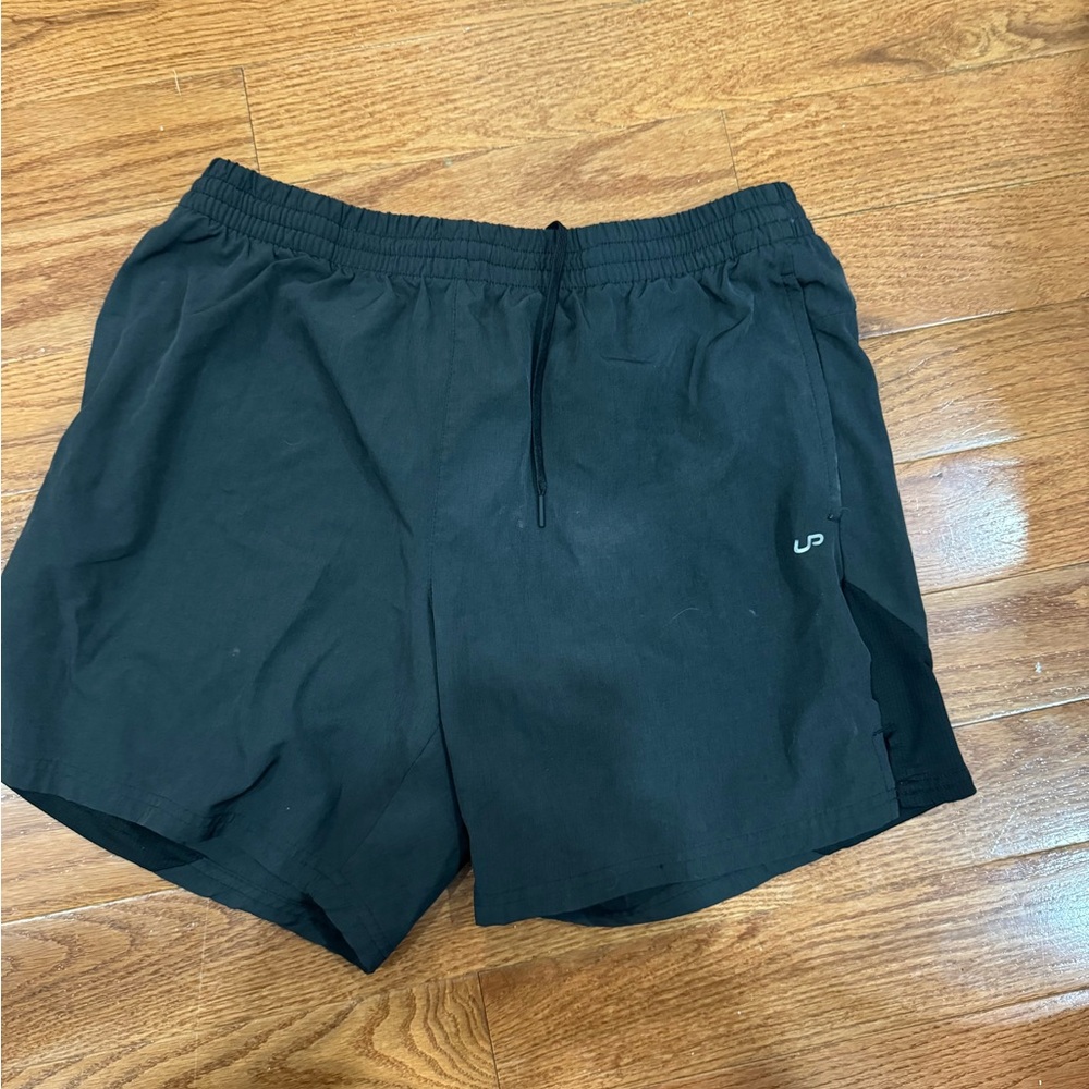 Black Athletic Shorts with Elastic Waistband and Lightweight Material
